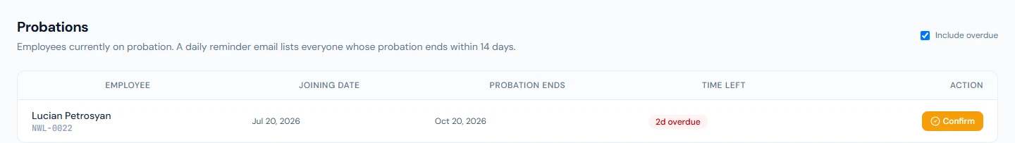 Probations: who is on probation, when it ends, and Confirm